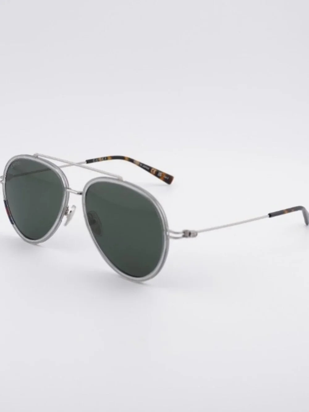 Gucci GG1981S 005 Sunglasses Transparent Grey/Silver Aviator Frame, Grey Lenses